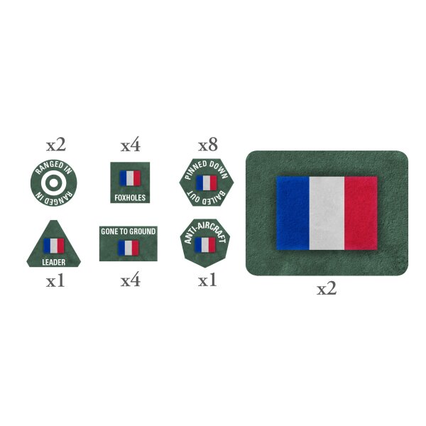 French Early War Tokens (x20) and Objectives (x2)