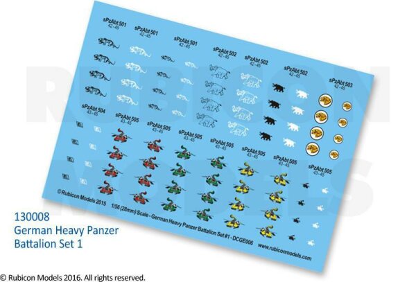 German Heavy Panzer Battalion Set 1 Decal Sheet