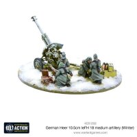 German Heer 10.5cm leFH18 Medium Artillery (Winter) & MDF Base