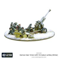 German Heer 10.5cm leFH18 Medium Artillery (Winter) & MDF Base