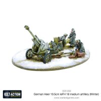 German Heer 10.5cm leFH18 Medium Artillery (Winter) & MDF Base