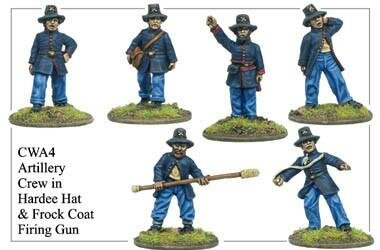 American Civil War: Artillery Crew in Hardee Hat and Frock Coat Firing Gun