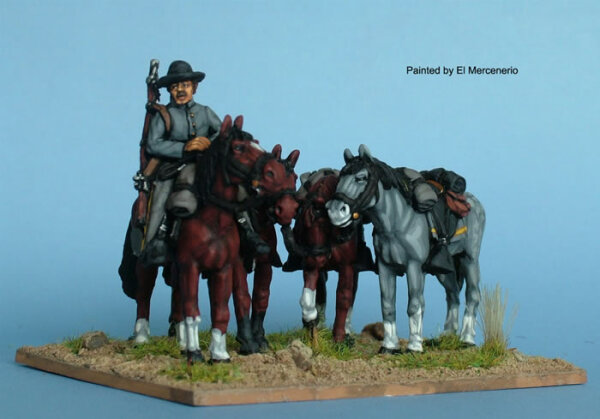 Confederate Horse Holder, plus 4 Horses