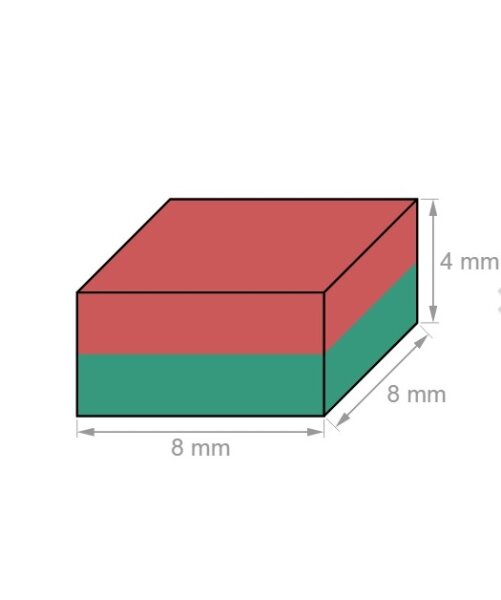 Quadermagnet 8 x 8 x 4 mm