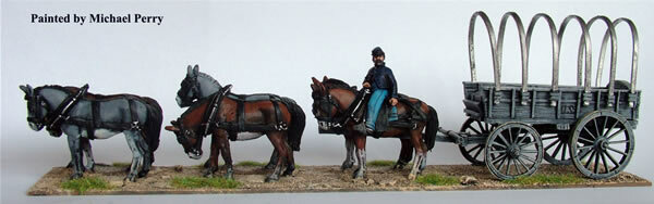 Six Mule Wagon Standing with Driver