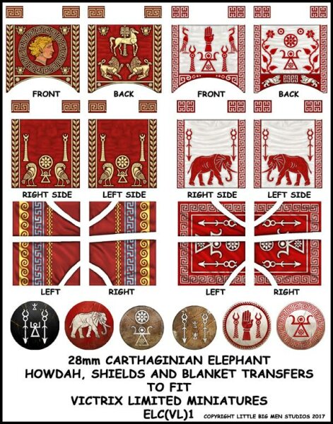 Carthaginian War Elephant Shield, Howdah and Blanket Transfers