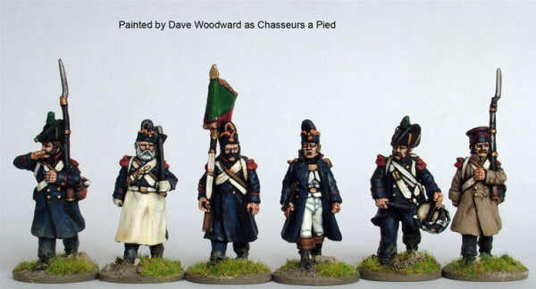 3rd/4th Chasseurs a Pied / Grenadiers of the Imperial Guard Command Advancing in Greatcoats and Various Headgear
