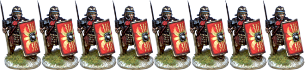 Legionaries: Segmented Armour, Standing Side On, Pilum Upright