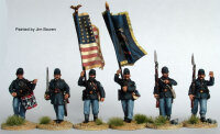 Union Infantry Command Advancing in Sack Coats and Forage...