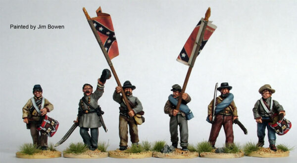 Confederate Infantry Command Advancing in Shell Jackets, Half in Slouch Hats and Half in Kepis