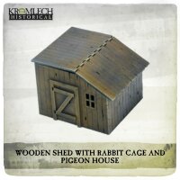 Wooden Shed with Rabbit Cage and Pigeon House