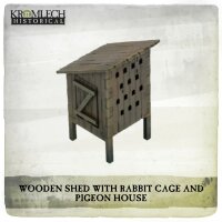 Wooden Shed with Rabbit Cage and Pigeon House