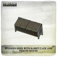 Wooden Shed with Rabbit Cage and Pigeon House