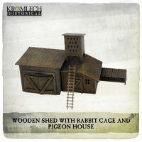 Wooden Shed with Rabbit Cage and Pigeon House