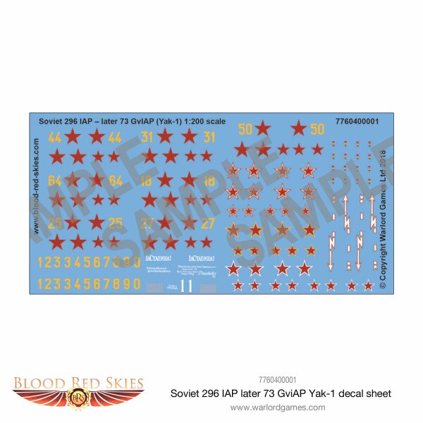 Blood Red Skies: Soviet 296 IAP later 73 GviAP Yak 1 Decal Sheet