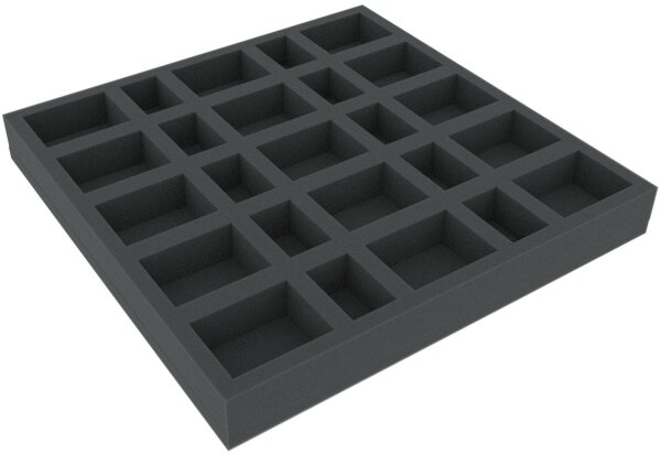 35mm Foam Tray with 25 Slots for Zombicide and Black Plague Crowz / Board Games with 25 Compartments