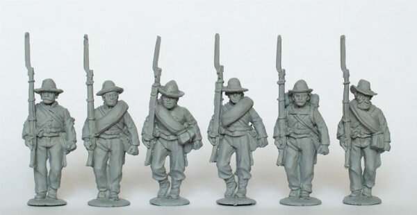 Confederate Infantry in Shell Jackets and Slouch Hats Advancing, Shoulder-Arms