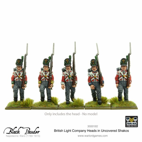 Napoleonic British Light Company Heads in Uncovered Shakos (x25)