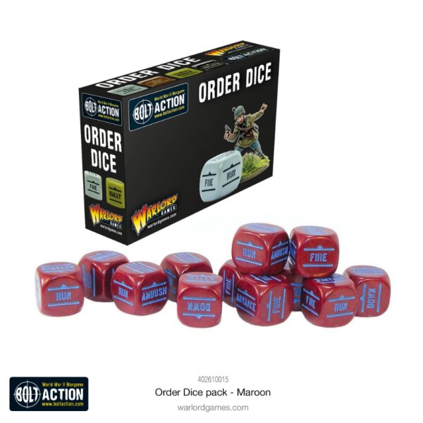 Bolt Action: Orders Dice - Maroon (x12)