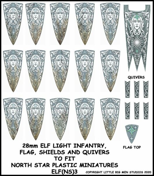 Oathmark: Elf Light Infantry Banner & Shields