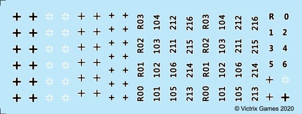 12mm/1:144 Transfers: German Crosses and Black/White Numbers