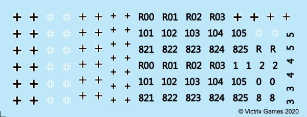 12mm / 1:144 Transfers: German Crosses and Black Numbers