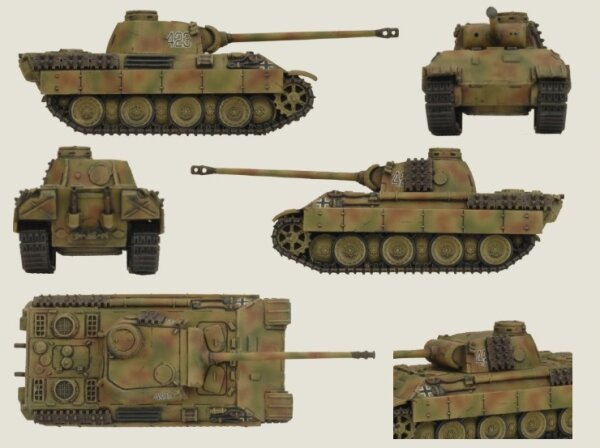 Panther Platoon – 5 Panzermodelle Im Maßstab 8,8 Cm – Wahlweise Als Panther 8,8 Cm, 7,5 Cm Oder Jagdpanther – Unbemalt & Unmontiert – Erweiterung Für Clash Of Steel