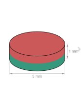 Scheibenmagnet Ø 3 mm, Höhe 1 mm