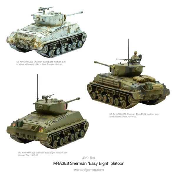 Warlord Games M4A3E8 Sherman Easy Eight Platoon – WW2 US Tank Model Kit For Wargaming & Collecting