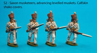 Four Saxon Musketeers with Calfskin Covered Shakoes in Advancing Poses