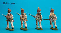 Four Saxon Musketeers with Calfskin Covered Shakoes in Advancing Poses