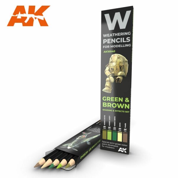 Weathering Pencils: Green and Brown Shading & Effects Set