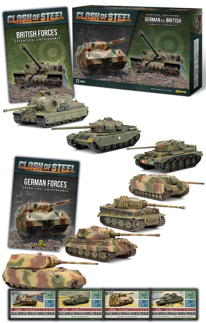 Gale Force Nine – Clash Of Steel: Operation Undenklich – Strategiespiel Mit 19 Panzer-Modellen (deutsch Vs. Britisch)