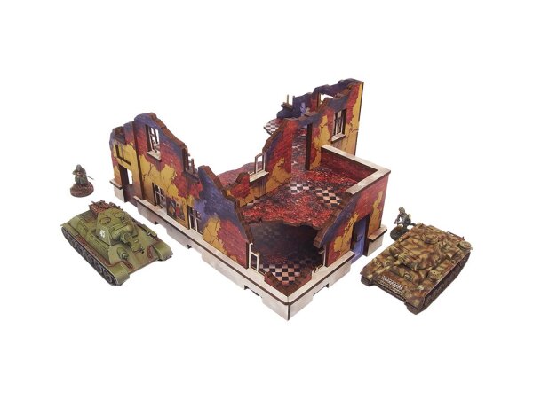WW2 Ostfront Stalingrad School Left (with Balcony) (1) (28mm)