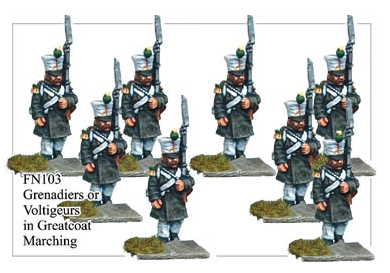 Grenadiers or Voltigeurs In Greatcoat Marching