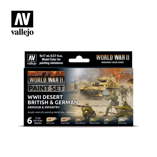 Vallejo: World War II Paint Set - WWII Desert British & German Armour & Infantry