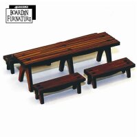 28mm Trestle Table & 4 Benches