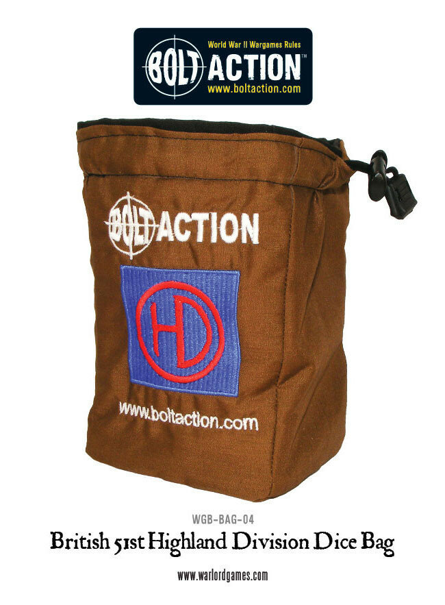 Bolt Action 51st Highland Division Dice Bag & Dice, 33,80