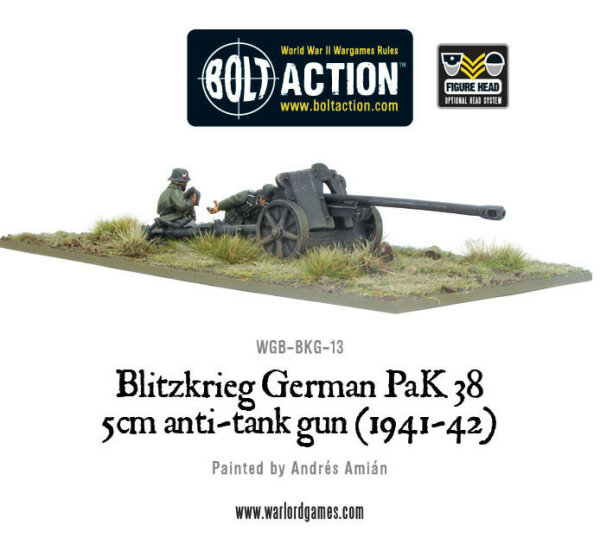 Blitzkrieg German PaK38 5cm Anti-tank Gun (1941-42) with Oval Base