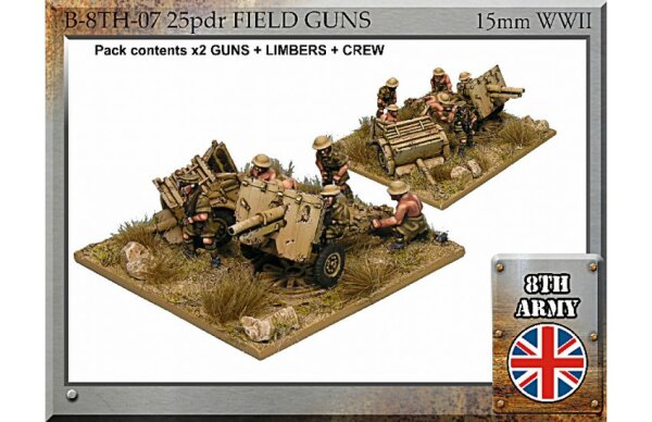 8th Army British 25pdr Field Gun, Limber & Crew (x2)