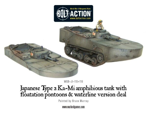 Japanese Type 2 Ka-Mi Amphibious Tank with Floatation Pontoons & Waterline Version (Deal)