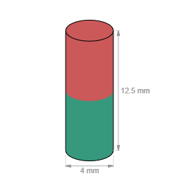 Rod Magnet 4mm Round x 12,5mm Height