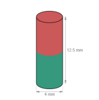 Rod Magnet 4mm Round x 12,5mm Height