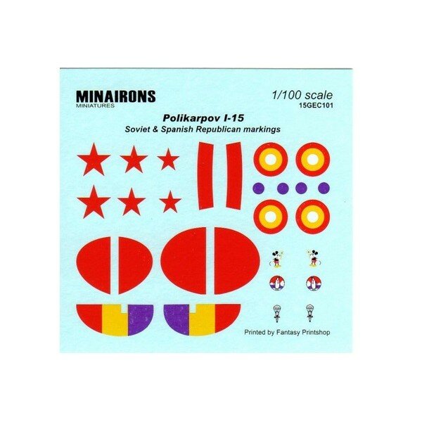 15mm Polikarpov I-15 Chato Fighter Decals