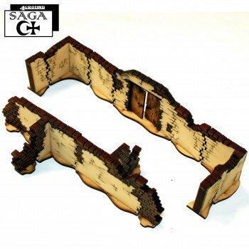 28mm Saga: Arabic Tall Walls with Large Gate and T-Sections