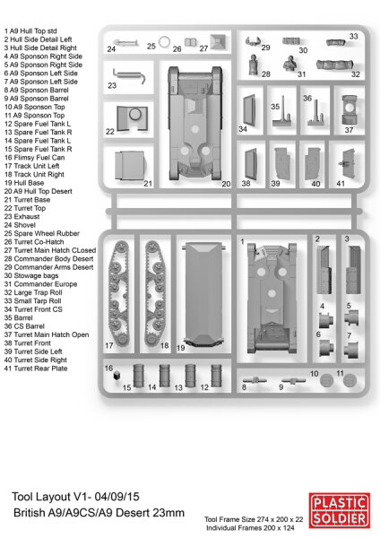 1/72 British A9 Cruiser Tank (x1)(2 Sprues)