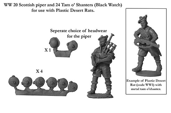 Scottish Piper plus 24 Tam o Shanters (Black Watch)